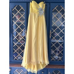 Cassandra Stone by Mac Duggal Flash 7245L Yellow strapless Prom formal dress 6