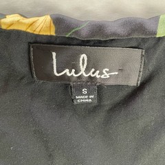 Lulus Black Yellow Floral Ruffle Wrap Maxi Dress Spaghetti Straps Small