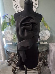Kohl&rsquo;s Black Solid Square Neck Sleeveless Ruffle Zip Mini Dress Juniors 11/12