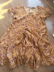 Patrons of Peace Toluca Border Orange Yellow Paisley A Line Swing Dress Size M