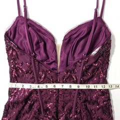 DB Studio Short Allover Sequin Illusion Plunge Mini Dress Sz 4 Purple NWT