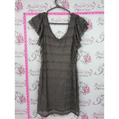 Divided Lace Flutter Sleeve Mini Dress — Gray