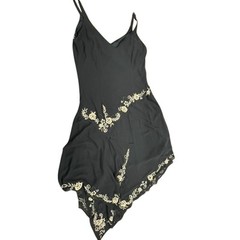 « R & M Richards » Bedazzled Dress SZ 14 VTG Dark Fairy Whimsigoth Asymmetric Hem