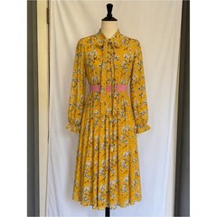Dream Sister Jane Yellow Floral Belted Midi Dress – Size XS