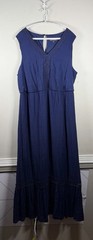 Luxology Women’s Plus Size 20 Maxi Dress Navy Crochet Lined BOHO Resort Comfy