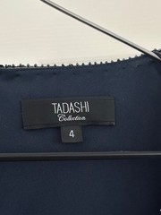 Tadashi Collection Ruched Sequin Beaded Cocktail Dress Navy Blue Women’s Size 4