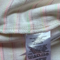 LOFT Bow Strap Button Front Linen Stripes Flounce Dress Ivory Multi-Color Medium