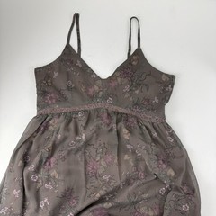 Disturbia Arnora Chiffon Lace Insert Midi Dress Womens US 6 Brown Floral Goth