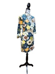Current Project SZ S Retro Floral Stretch Velvet Choker Neck Mini Dress