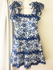 J. Marie Hayden Square Neck Ric Rac Trim Strap 100% Cotton A-Line SunDress
