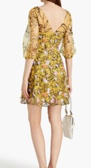 Marchesa Notte Embriodered Tulle Mini Dress Size 6 Yellow Floral Wedding NWT