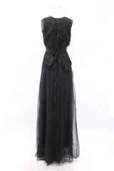 NWT$3795 Brunello Cucinelli 2In1 100% Silk Chiffon Gown W/Shiny Fringe Vest A181