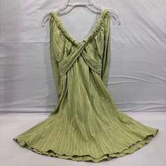 Shein Aveloria Solid Tie Backless Halter Dress Lime Green Size Small