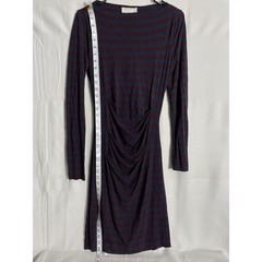Nicole Miller Artelier Dress Size S Maroon Navy Striped Long Sleeve Stretch