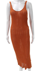Zara Womens Orange Viscose Scoop Neck Sleeveless Maxi Dress Full-Length Size S