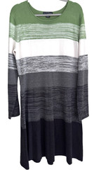 JESSICA HOWARD Striped Long Sleeved Sweater Dress – Women&rsquo;s Size XL – Green/Gray