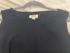 Vintage Talbots Mock Neck Black Sleeveless Dress Womens 14 Jackie O Style