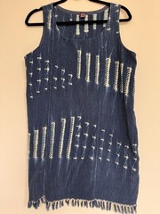 SUZI CLICK Custom Wearable Art Indigo Textile Tunic Dress Fringed Women S tribal