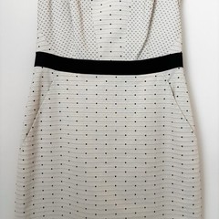 Piazza Sempione Neutral Micro Dot Tailored Sheath Dress Sz 38 US 2 Old Money