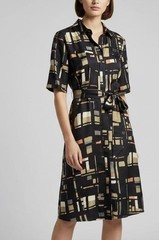 Women Hobbs Dress Black Silk M