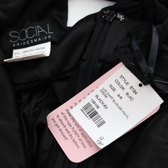Social Bridesmaids Women Black Chiffon V-Neck Back Tie Trumpet Gown Size US 8R