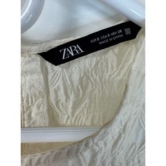 Zara Ivory Textured Jacquard Puff Sleeve Babydoll Mini Dress Women Small Cream