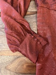 Express Brown Snakeskin Pattern Silky Ruffle Tie Neck Front Button Up Dress SP
