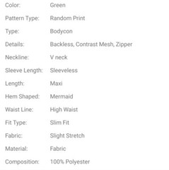 GREEN V NECK, RANDOM PRINT, BACKLESS, CONTRAST MESH, SEQUINED, MERMAI…
