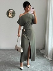 Womens Solid-Color Elegant & Sophisticated Bodycon Maxi Dress
