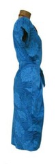 NEW Slimming Blue Monstera Leaf Wrap Dress w/ Cap Sleeves, Poly-Cotton Blend