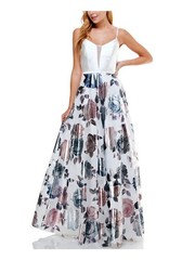 SAY YES TO THE Womens Fit + Flare Dress Ivory Spaghetti Strap Juniors 1