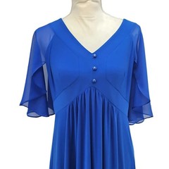 Antthony Studio Royal Blue Flutter Sleeve Midi Dress NWOT M