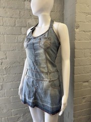 Phard Denim Halter Mini Dress with Pocket Detail
