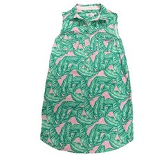 Vineyard Vines Banana Leaf Margo Shirt Dress Women’s Size 10 Green Pink Tropical
