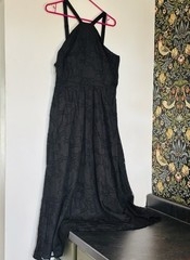 Bloomchic Black Halter Textured Maxi Dress Sz 10 NEW Smocking Adjustable Strap
