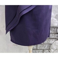 WTOO by Watters Purple Pleated Ruffle Cocktail Dress Women Size 10 Wedding Prom