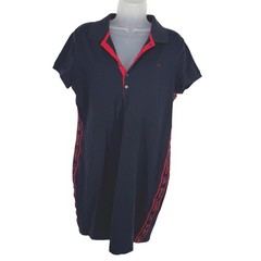 Ralph Lauren Navy Spellout Mini Shirt Dress Large Logo Monogram Tennis Preppy