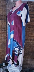 Vintage 90&rsquo;s Colorful Boho Chic Abstract Art to Wear Full Button Dress Sz L