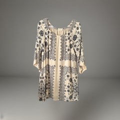 Blu Pepper navy & cream boho patterned dress. Size L