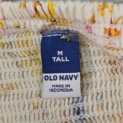 Old Navy Dress Womens M Tall CAMI TIE Linen Floral Smocked Bodice Empire Waist