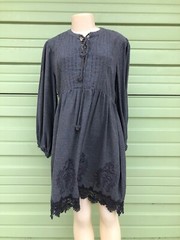 ZARA Embroidered Enthracite Grey Dress above knee SIZE XS 7200/025