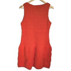 Skaist Taylor Orange Sleeveless Wool Mini Aran Sweater Dress Large