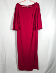 St. John Pink Beaded Cape Overlay Crystal Boat Neck Long Maxi Dress Size 16