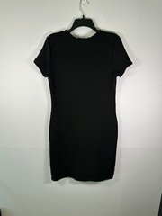 Calvin Klein Dress Womens S Black Short Sleeve Hoodie Drawstring Pockets Logo