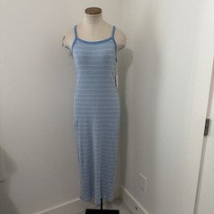 New KNOWN SUPPLY Medium Vermont Maxi Dress Blue Jaquard Knit Organic Cotton