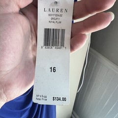 NWT Lauren Ralph Lauren Essential Elbow Sleeve Jersey Dress SZ~16 In Royal Plum