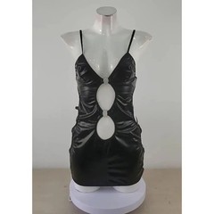 NEW Small Sexy Sheer Hollow-Out Curvy Stretchy Strappy Black Mini Dress Bodycon