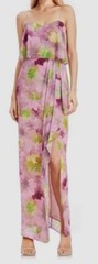 JEWEL BADGLEY MISCHKA Women Pink Floral Popover Strapless Gown Dress Size 6