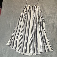 New Boohoo Spaghetti Strap Black White Stripe Sz 20 Midi Swing Dress Boho Soft