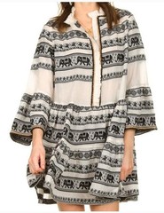 Devotion Twins Size S Dimitri Elephant Embroidered Dress Boho